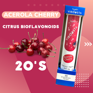 Viboosta  Acerola Cherry  Citrus Bio Flavonoids ไวบูสต้า อะเซโรล่า เชอรี่  วิตามินซี Vitamin C วิตามิน เม็ดฟู่ 1 หลอด 20 เม็ด