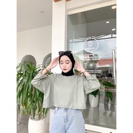 luna crop top bahan crinkle air flow/blouse wanita/blouse polos/atasan wanita terbaru kekinian/korean style