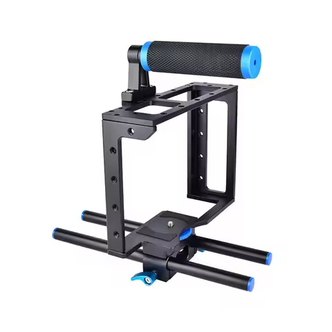 DSLR Rig Camera Video Case Hand-held Cage 15mm Rod System 1/4 3/8 Screw Tripod for Canon EOS 5D4 5DI