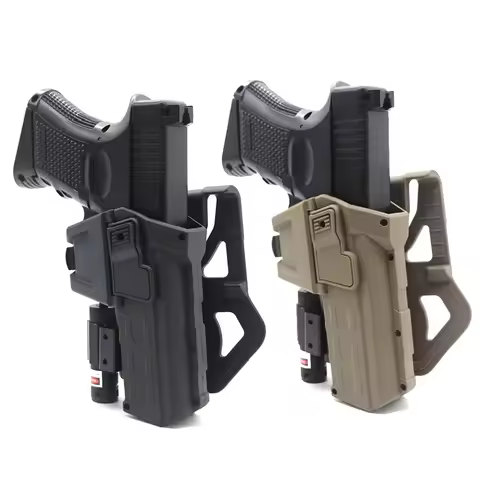 Tactical Movable Holster for Glock 19 Pistol Holster with Spring Lanyard, Movable Holster with Flash