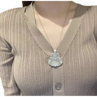 Ice Jade Buddha Pendant Laughing Buddha Necklace Glass Jade Buddha Guanyin Necklace Pendant