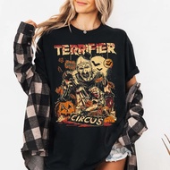 Baju Filem Seram Terrifier, Kostum Halloween Badut Seram, Pakaian Lengan Pendek, Baju Uniseks Lelaki