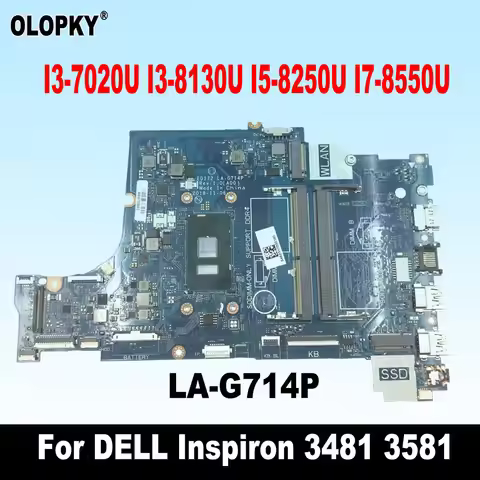EDI72 LA-G714P for DELL Inspiron 3481 3581 3584 3781 laptop motherboard CN-0H0G7M 0H0G7M i3 i5 i7-7t