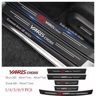 Toyota Yaris Cross Car Door Sill Sticker Anti-Scratch Carbon Fiber leather Sticker Trunk Protector Stickers For Yariss Cross Ac200 2022 2023 Accessories