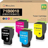 71B0010 Toner Cartridge Set, 4-Pack High Yield Replacement for Lexmark 71B0010 71B10K0 71B10C0 71B10