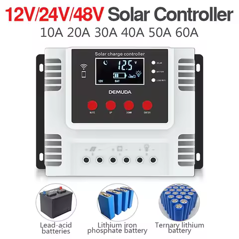 Solar Charge Controller 10A/20A/30A/40A/50A App Real-time Data Monitoring LED Display Intelligent 12