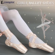 YOUNGSTAR 1Pair Professional Girls Ladies Ballet Pointe Shoes Satin Ribbon Ballet Shoes Performance 