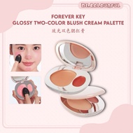 🇲🇾ForeverKey Glossy Two-Color Blush Cream Palette琉光双色腮红膏韩女水光肌膨胀氛围感腮红高光膏