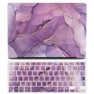Classic Marble Purple Rock Design Casing for Apple MacBook New Pro Air 13 M1 / M2 Chip 2023 Model Laptops Accessories With Free Matching Keyboard Protector