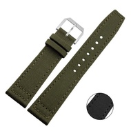 HIJAU Br 21mm Canvas Watch Strap Leather Canvas Watch Strap - Green