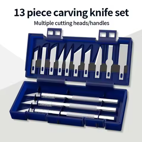 13Pcs Carving Metal Scalpel Knife Tools Kit Wood Paper Cutter Craft Pen Engraving Cutting Supplies D