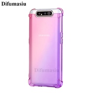 For Samsung Galaxy A80 Phone Cases Covers Gradient Color Silicone Soft TPU Casing Colorful Back Cover Anti Fall Samsung A80 Shockproof Soft Case