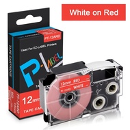 Comaptible Casio Label It Tape XR-12ARD XR12ARD 12mm 1/2'' White on Red Labeling Makers Tape Cassett
