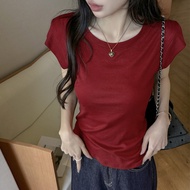 Short Sleeve T-Shirt for Women, Summer Regular Shoulder Slim Fit Loose Small Flutter Sleeve High-End