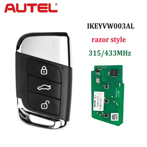 AUTEL Universal Smart Key IKEYVW003AL 3 Buttons 315/433 MHz for VW MAXIIM IKEY Used for KM100 KM100E