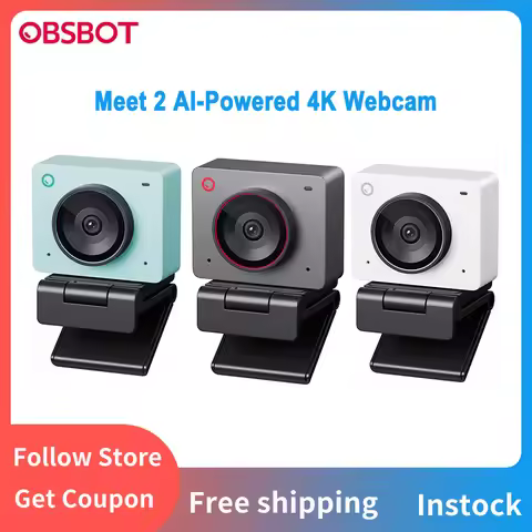 OBSBOT Meet 2 Webcam 4K AI Framing & Auto Tracking, 1/2" Sensor, 60FPS, Auto Focus, HDR, Dual Mics -
