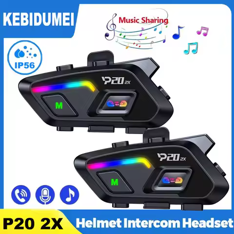 KEBIDUMEI Motorcycle Helmet Headset BT 6.0 500M Half Duplex Intercom Music Sharing IP56 Waterproof 1