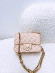 尖沙咀門市💖Chanel square mini cf 17cm camellia chain 裸粉方胖子 山茶花調節扣
