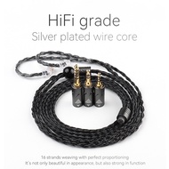 QKZ Q1 MAX 16 Strand 352 Cores Earphones Upgrade Cable 3 in 1 2.5mm+3.5mm+4.4mm Silver Plated MMCX Q