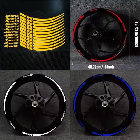 Motorcycle Wheel Rim Reflective Stripe Decal Tape 18-21 Inch Sport Bike Rim Sticker Waterproof Car A