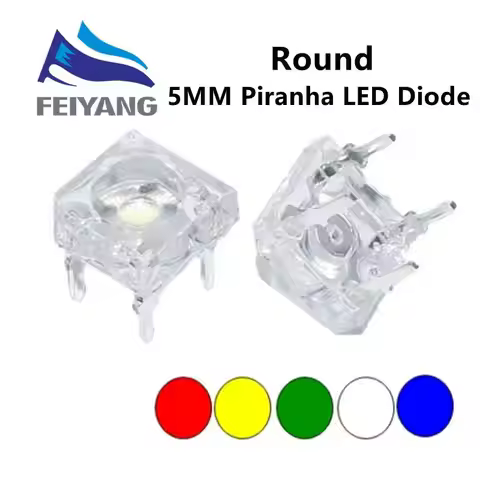 10Pcs 5mm F5 Piranha LED White Red Green Amber Clear 5mm LED Diode Light-Emitting-Diodes 4-pins Pira