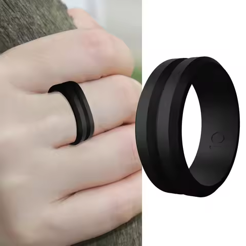 7-11 Size Black Silicone Rings Fashion Simple Comfortable Ring V-shaped Ring For Man Workout Busines