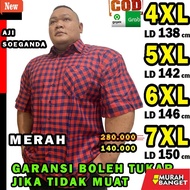 KEMEJA MERAH Men's plaid shirt, men's plaid shirt, men's jumbo shirt red sizeBIG 3xl 4xl 5xl 6xl 7xl