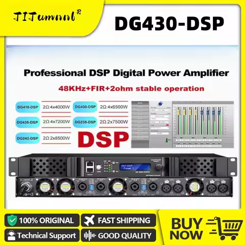 TITumnnl DG430 Professional DSP Digital Power Amplifier 4x7280W 2ohm Stable Operation with FIR Audio