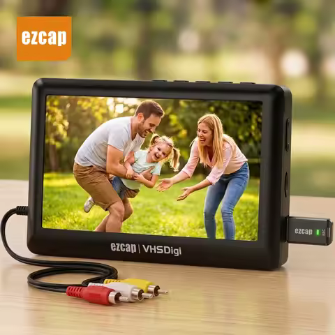 Ezcap180 VHS to Digital Converter VCR Video Capture RCA MP4 USB TF Video Digitizer Tape Transfer Cam