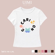 UIMI Women's T-Shirt Baby Tee Slim Fit Cat Pattern Carino Letter Cute And Bright Style