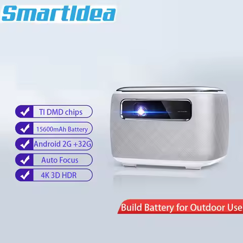 Smartldea V8 Battery 1080p 4K 3D projector Home Theater Smart Android Full HD Video Wireless Game Po