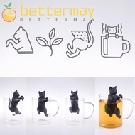 BETTER-MAYSHOW Cat Tea Bag, Reusable Spice Filter Silicone Tea Infuser Filter, Cartoon Cat Spice Str