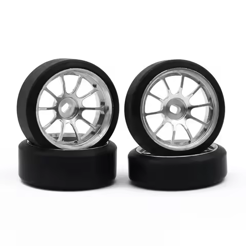 1.5 Degrees Hard Plastic Drift Tires Metal Wheel Rim for 284131 K969 K989 Kyosho Mini-Z 1/28 RC Car 