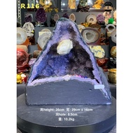 Thin Skinned Amethyst Geode with a Shark Mouth Natural Amethyst Cave Top Dazzling Yellow Calcite Vis