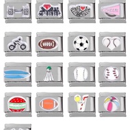 304 Stainless Steel DIY Charm Bracelet Sports Soccer Module Italy Charms Stainless Steel Elastic Bra
