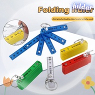 HILDAR Folding Ruler, 0.5m 10-Fold with Keychain Plastic Ruler, Multi Functional Double-sided Scale 