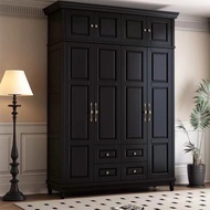 ] Rubber Wood Three-Door Sliding American Simple Wardrobe European-Style Solid Wood [Four-Door Locki