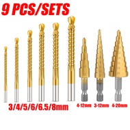 CASTA 9PCS Set Bor Kombinasi HSS Titanium Berisi Mata Bor Langkah dan Bor Gergaji Multi Fungsi untuk