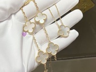 紫鑽🌟誠信商家🌟💜全新Van Cleef & Arpels  梵克雅寶Alhambra 白貝母 18K黃金 四葉草 項鍊 全新