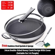 TPP SASIT 316 NonStick Frying Pan Double Sided Honeycomb design Stainless Steel Wok 不锈钢炒锅不粘锅少油烟 SG INSTOCK