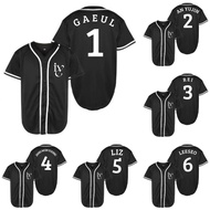 Black baseball jersey top ive kpop gaeul an yujin rei jang won young liz leeseo sport