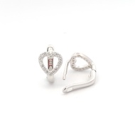 E7777 SILVER CLIP ON OPEN HEART EARRINGS W/ FULL CZ