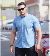 เสื้อเชิ้ตแฟชั่นของผู้ชาย0Fficeเสื้อเชิ้ตลำลองลำลองแขนสั้นมีกระดุม60-175กก.