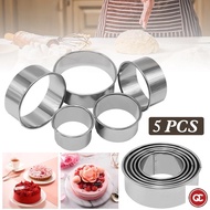 QC 5PCS Round Stainless Steel Cookies Mold Dumpling Skin Cutter DIY Biscuit Pastry Cake Baking Tools