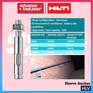 Hilti HLV Sleeve Anchor 8x35/4 & 10x45/10 & 12x48/10 & 16x68/20 (Package)