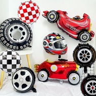 F1 Racing Car Wheel Foil Balloon Motorbike Motor Motorcycle Bike Race Helmet Kids Boy Birthday Party