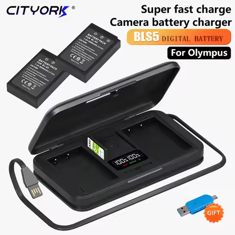 PS-BLS5 BLS-5 BLS5 BLS-50 BLS50 Battery+5-in-1 Camera Battery Charging Case for Olympus E-PL6,E-PL7,