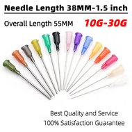 10pcs 38mm 1.5-inch 10G-30G Stainless Steel Screw Thread Dispensing Needle,Glue Injection Needle,Pla