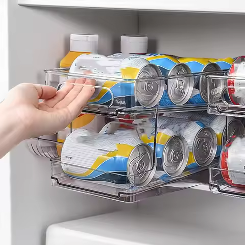 PET double-layer beverage rack integrated portable mini fridge beverage rack rolling beer cola can s