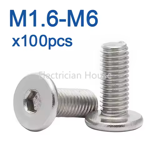 100pcs/lot Ultra Thin Super Flat Wafer Head Screw Bolt M1.6 M2 M2.5 M3 M4 M5 M6 M8 304 Stainless Ste